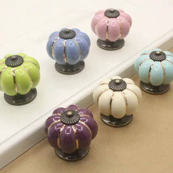 JD Ceramic Drawer Knobs 40mm Cabinet Pulls Kitchen Handles Cartoon Pumpkin Furniture Handle for Kids Room Furniture Hardware