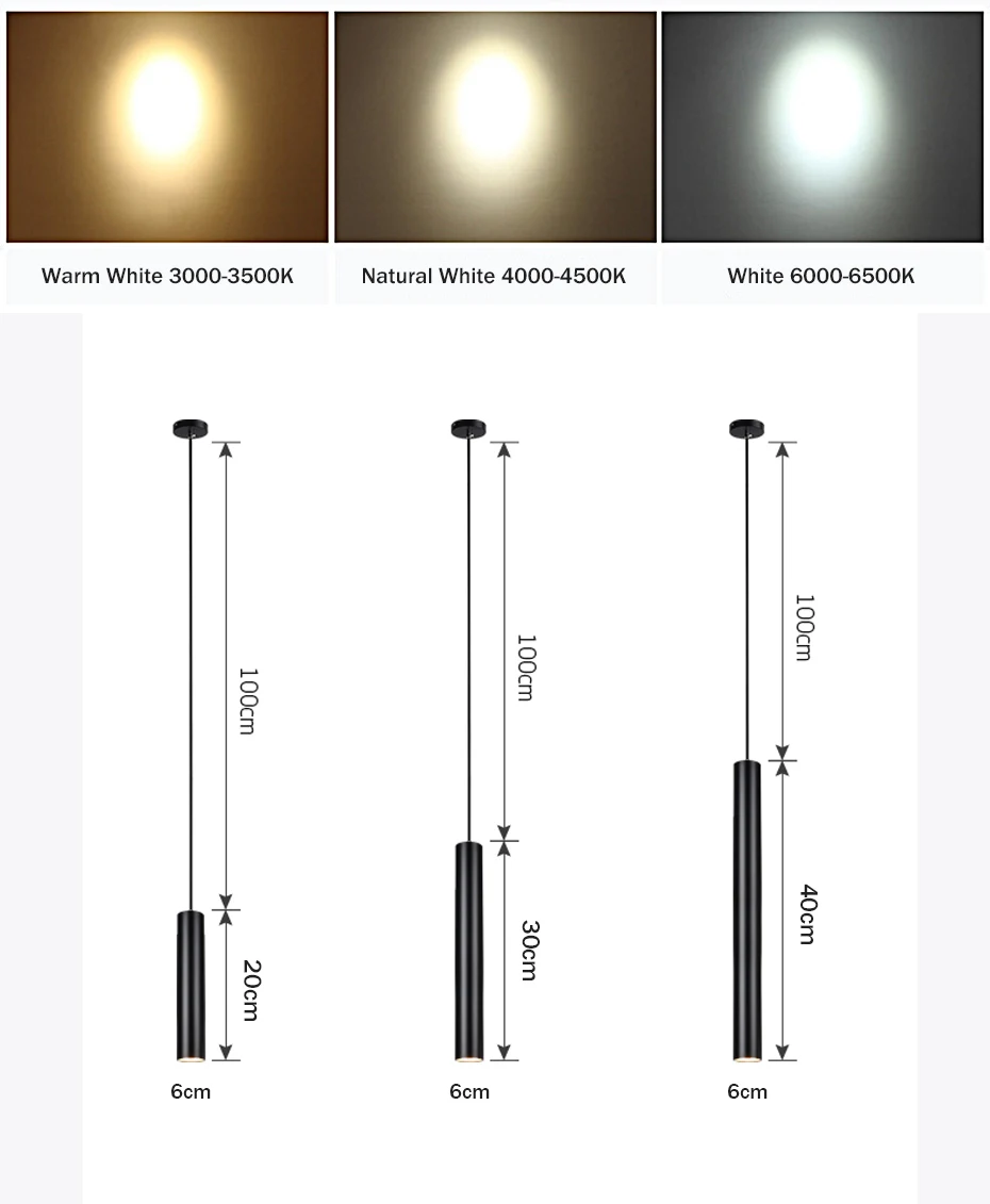 Tanie Możliwość przyciemniania wisiorek LED Light długa rurka lampa rura cylindra sklep