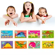 Puzzle de dinosaure en bois Double face pour enfants, jouet d'éducation précoce
