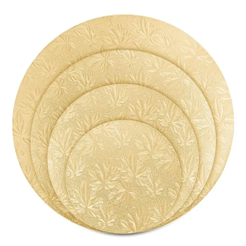 

4PCS Round Cake Boards Sturdy Round Cake Circle Base Tray With 3 Cake Scrapers 6 Inches 8 Inches 10 Inches And 12 Inches (Gold)