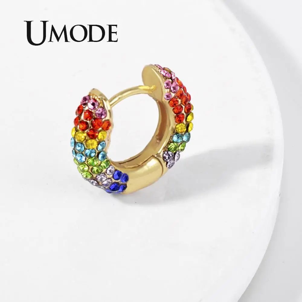 UMODE радужные маленькие обручи серьги для женщин Huggie обручи для девочек золотые серьги Модные ювелирные изделия вечерние подарки Прямая поставка BE0073