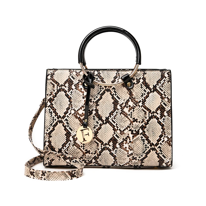 Брендовая женская сумка с принтом змеи, роскошные сумки для женщин, Дизайнерские Большие вместительные женские сумки через плечо - Цвет: Khaki