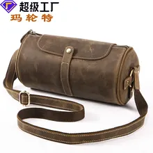 Brand Hot Sale Bucket Men Bags Vintage Small Shoulder Bag Pu Leather Mens Messenger Bag Cylinder Men's Crossbody Bags Male