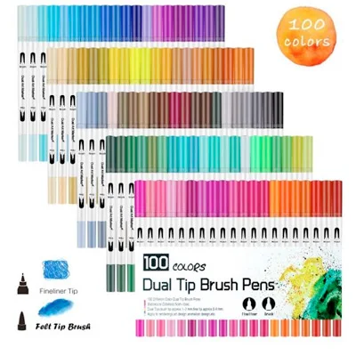 100 Colors white Двойной наконечник для рисования 60/100/120 Цвета каллиграфия акварель кисть для рисования, ручка комплект, способный преодолевать Броды для взрослых окраска книги пуля журнал - Цвет: 100 Colors white