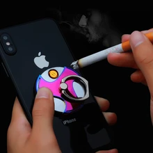 Электрическая сигарета катушка кольцо зажигалки USB Перезаряжаемый беспламенный металлический телефон кольцо подставка держатель палец ручка вращение на 360 градусов