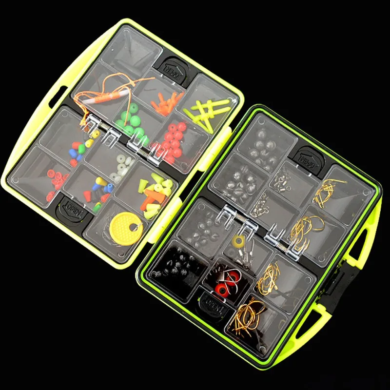 

Portable Rock Fishing Accessories Set Surf Casting Soft Lures Box Swivel Jig Lead Hooks Kit Tools Color Random