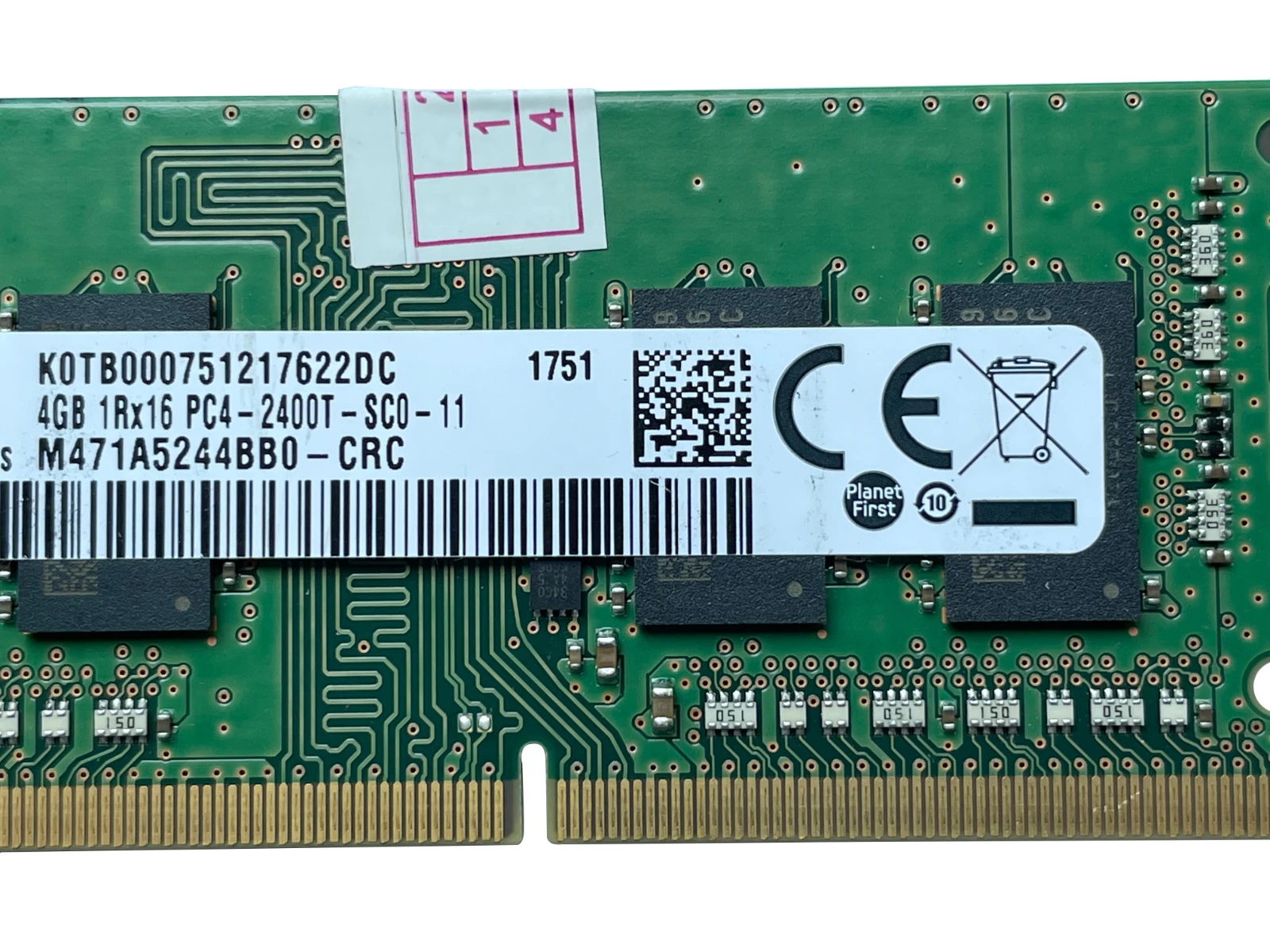 SAMSUNG 4GB 1R×16 PC4-2400T 52枚 Samsung 4GB 1RX16 DDR4 PC4-19200 2400T 260pin SODIMM Memory