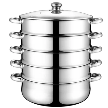 

1Pc Practical Steam Pot Stainless Steel Steamer Multifunctional Stockpot Practical Soup Pot Silver