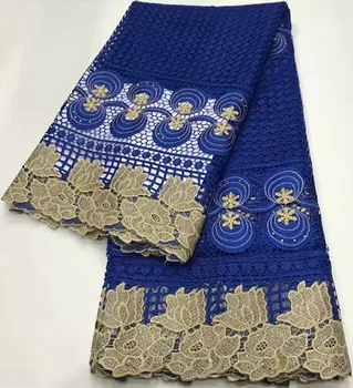 

Royal blue guipure lace fabric with stone african cord lace fabric high quality 5yards nigerian lace fabric for dress ZQ-A247