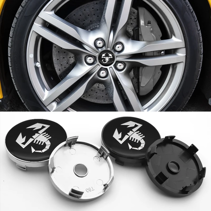 

4PCS 56mm and 60mm ABS Plastic Hubcap Cover logo Car Wheel Center Rim Hub Caps and stickers for abarth-500 595 1100 Stilo