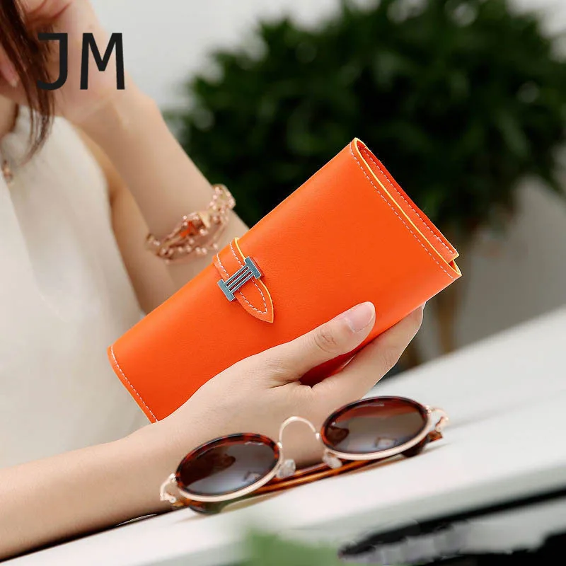 orange JM Billetera Mujer, новинка, женский кошелек, корейский кошелек, со стрелками, на ремне, большая емкость, модный, мульти-карта, кошелек, женский длинный кошелек - Цвет: orange
