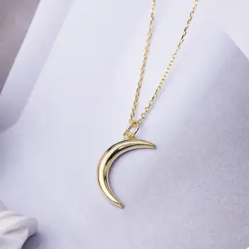 

Gold Moon Necklaces & Pendants For Women Men High Quality 100% 925 Sterling Silver Fashion Jewelry Moon Colar 925-325