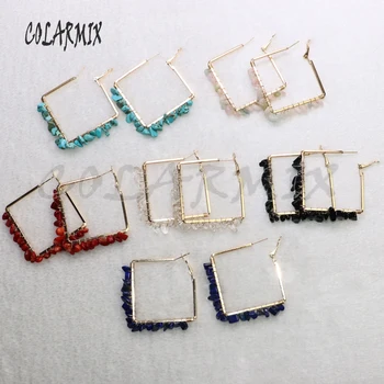 

10pairs hook earring Square geometric hook earrings mix color beads earrings hook earrings jewelry accessories for women 9366