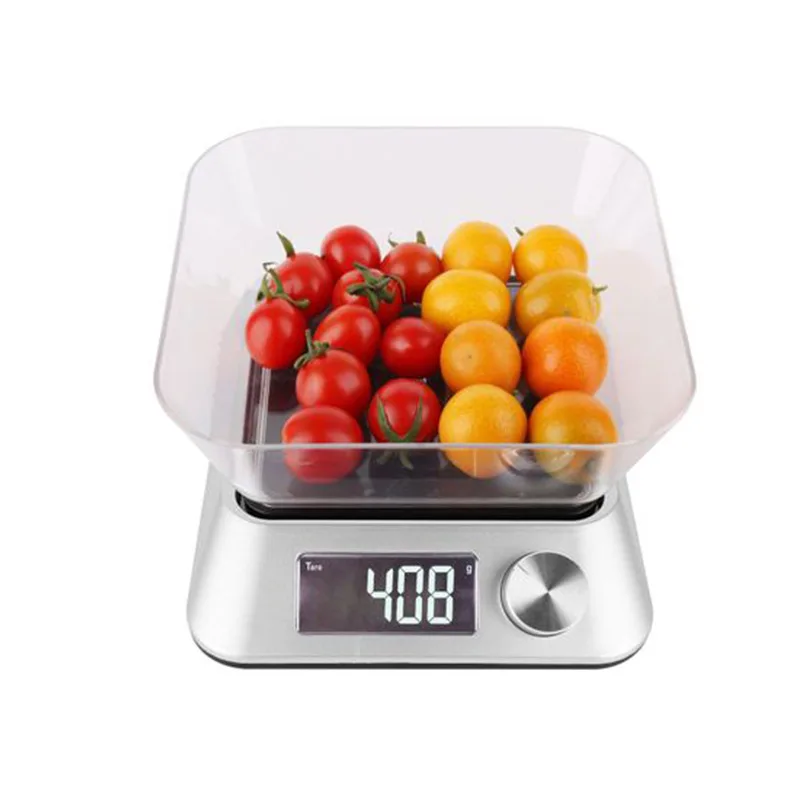 5kg/1g New Kitchen Balance Knob Switch Baking Electronic Fruit Scale With Tray Small Accurate Weighing Food Powder Scale precision household kitchen scale electronic balance jewelry scale 0 01g weighing mini platform scale with tray