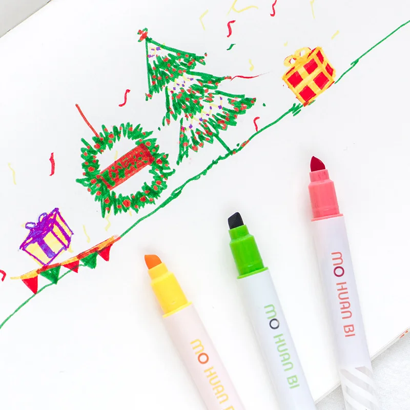 Креативная ручка хайлайтер 2 головы Ручка обложка Рисунок изменить цвет Милая ручка студента Diy рождественская карта канцелярские школьные принадлежности