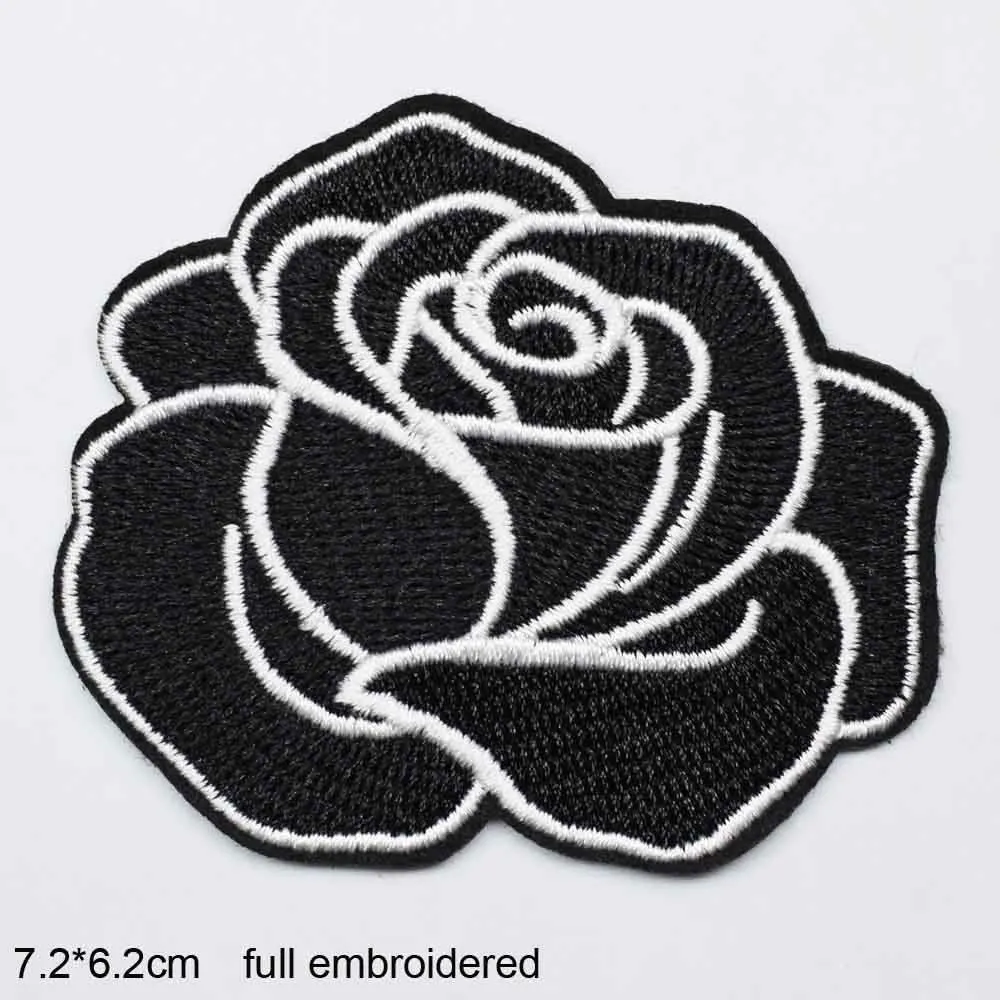 Parche bordado Flores Negras y rosas rojas, parche para planchar ropa, para ropa mujer|Parches| - AliExpress