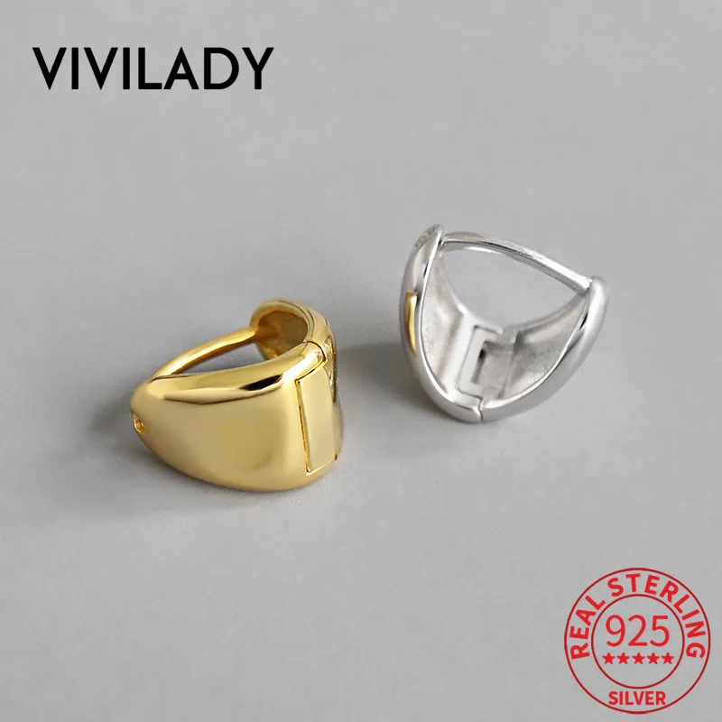 VIVILADY, Панк шик, треугольные 925 пробы, серебряные женские серьги-кольца, шикарные геометрические золотые серебряные очаровательные женские подарки на день рождения