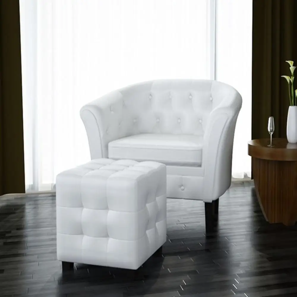 

2019New Arrival Convertible Armchair With Footrest Synthetic Leather White For Bedroom Living Room Garden Soft Chair Waterproof