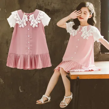 

Kids Dresses for Girls Princess Dress 2020 Summer Lace Neck Girls Party Dress Children Clothes Kids Costume 10 12 13 Years