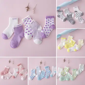 

5 Pairs Kids Baby Socks Toddler Boy Girl Cotton Dots Stripe Breathable Sports Ankle Socks For Kids Girls Boys Socks