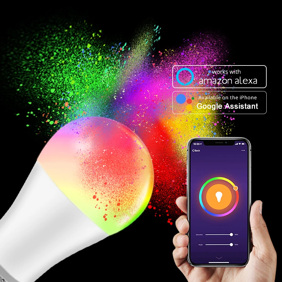 85-265 в E27 светодиодный светильник RGB 15 Вт Bluetooth Wifi приложение управление Умный светильник лампа RGBW подсветка rgbww лампа Домашний Светильник ing Lampada светодиодный