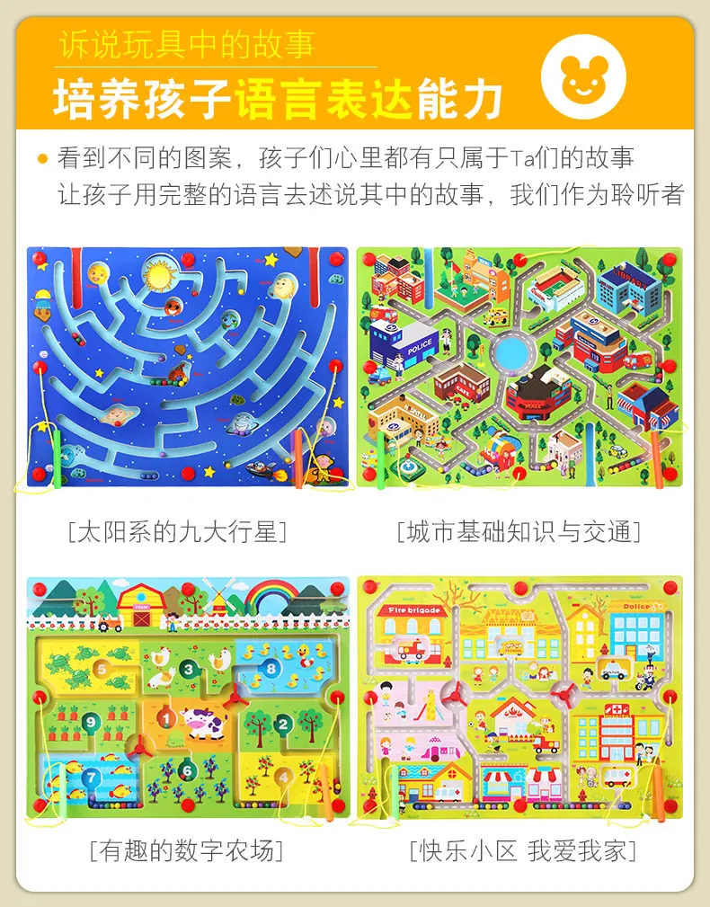 Детский Лабиринт для детей 3-4-6 лет, магнитная развивающая игрушка для мальчиков, обучающая игра для девочек