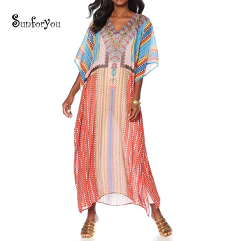 

Over size Beach Cover up Chiffon Tunic for Beach Swimsuit Cover up Robe Plage Sarong Beach Cape Swimwear Pareos Summer Dress