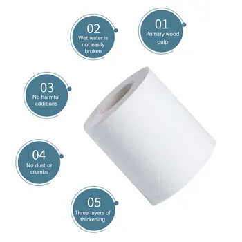 

Toilet Paper Paper Bathroom Toilet Kitchen Paper Tissue Cleaning Paper Wood Pulp Paper Strong Water Absorption 6/8/10/12 Rolls