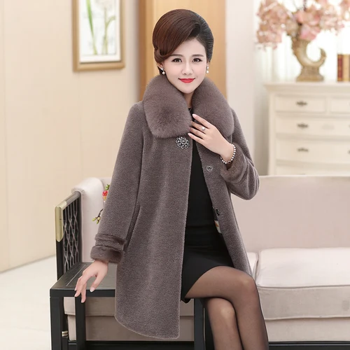 Gray GOURS куртка из натурального меха женские зимние пальто и куртки одежда из натуральной шерсти с воротником из меха лисы теплый мех норки размера плюс LD1821-1 - Цвет: Gray