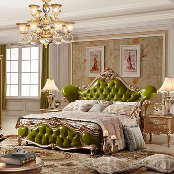 

European bed double bed princess bedroom wedding bed French luxury simple modern solid wood 1.8 m high box storage bed