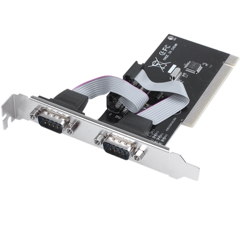 2 порта PCI Последовательный RS232 DB9 адаптер карты Поддержка контроллера-компьютерная карта черный+ серебристый