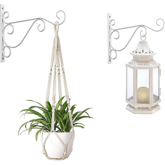 Wrought Iron Wall Hanging Flower Basket Hook Wall Decoration Bracket for  Bird Cage Lantern Wind Chime Garden Potted Plants - AliExpress
