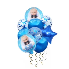10 Uds. Globos baby boss azules con globos de látex, decoración de fiesta de cumpleaños de little boy boss, proveedor de globos de primera clase de 1 año de edad