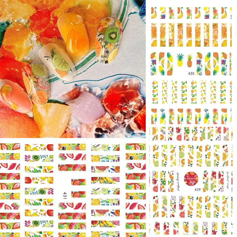 

2020 DIY 3D Nail Art Sticker Adhesive Sticker Decals Tool Colorful Furit Image Nail Art Tattoo Decoration Z0333-2