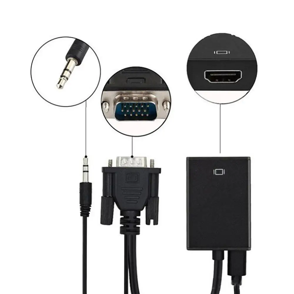 Full HD 1080P преобразователь из VGA в HDMI Кабель адаптер с аудио Выход для портативных ПК