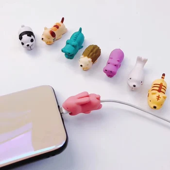 

Cartoon Panda Cats Shark Cable Protector Data Line Cord Protector Protective Cable Winder Cover For IPhone USB Charging Cable