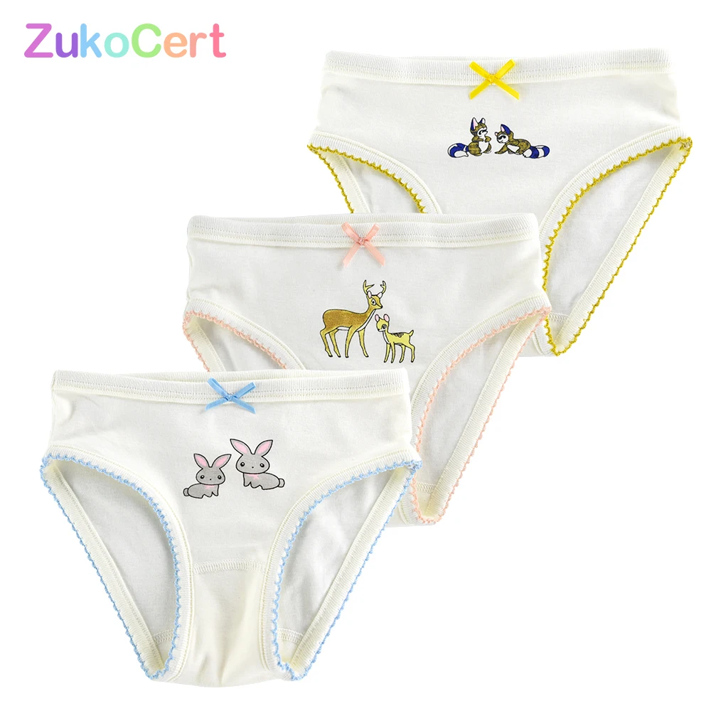ZukoCer 3 шт./лот хлопковые трусы с бантом для девочек детское нижнее белье короткие