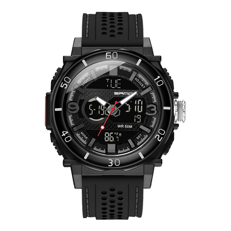 

Men Sport Watch Digital LED Electronic Dual Display Swimming Diving Thermometer Multifunction Outdoor Waterproof Stop Watch Male