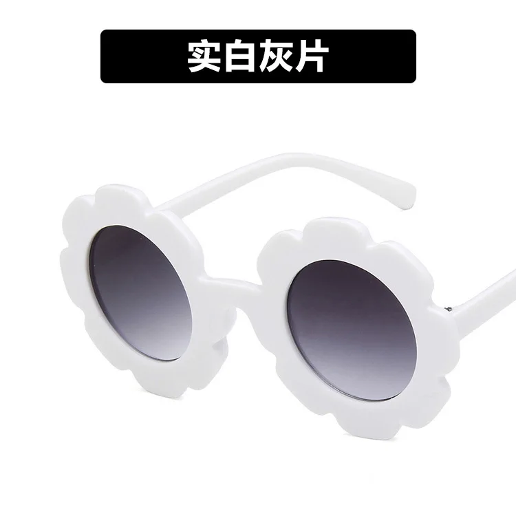white Очки детские солнцезащитные очки Круглые Цветочные Gafas Детские UV400 спортивные солнцезащитные очки Gs металлическая оправа UV400 gafas de sol - Lenses Color: white
