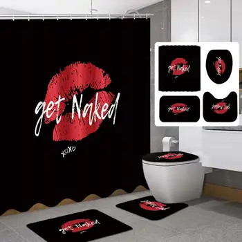 

Bathroom Set Waterproof 180x180cm Shower Curtain Non-Slip Rugs Toilet Seat Cover Bath Mat Kits Home Decor