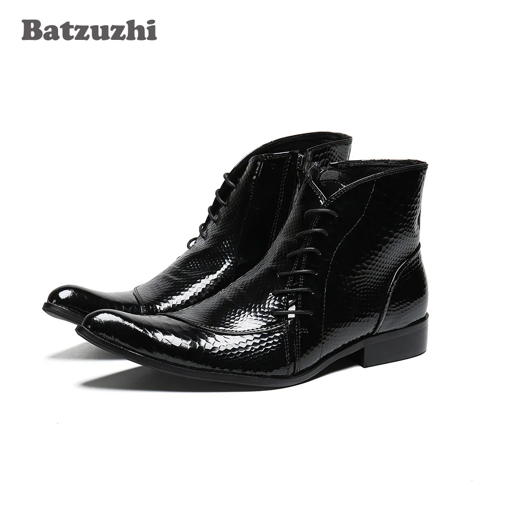 Batzuzhi/модные мужские ботинки в японском стиле черные кожаные модельные ботинки на молнии с острым носком деловые/вечерние ботинки Bota Masculina Большой размер US12
