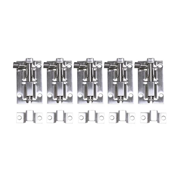 

5pcs 2 Inch Length Stainless Steel Door Latch Sliding Lock Barrel Bolt Silver