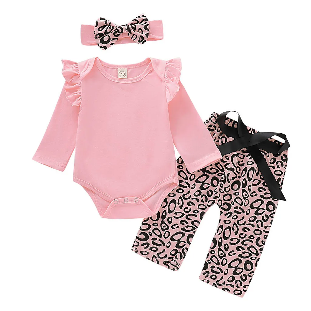 Однотонная одежда с длинными рукавами для новорожденных; леопардовая одежда для новорожденных; одежда для новорождённых с повязкой на голову; осенняя одежда для новорожденных