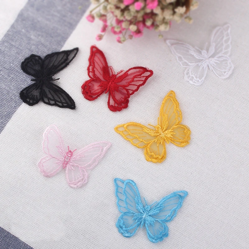 10 шт. Французский кружевной ткани Бабочка 2 слоя Ganza вышитые кружева отделка патчи