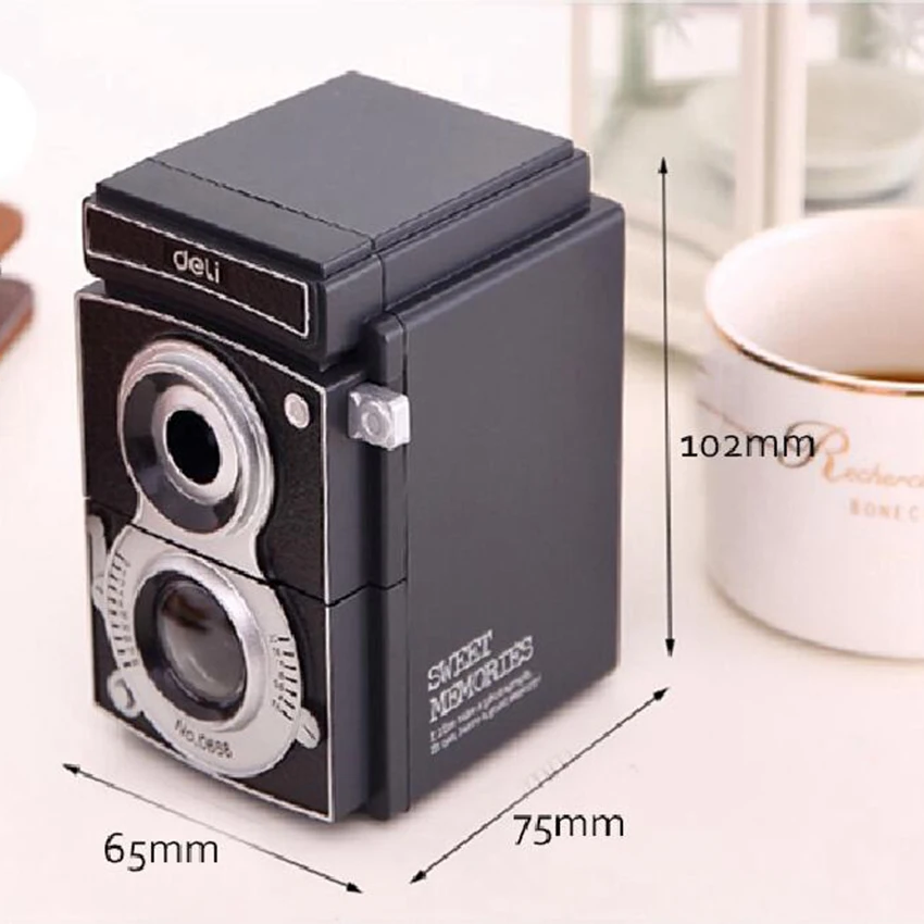 Retro Camera Shape Pencil Sharpener with Eraser Office School Supply Mechanical Pencil Sharpener Vintage Hand Pencil Sharpener
