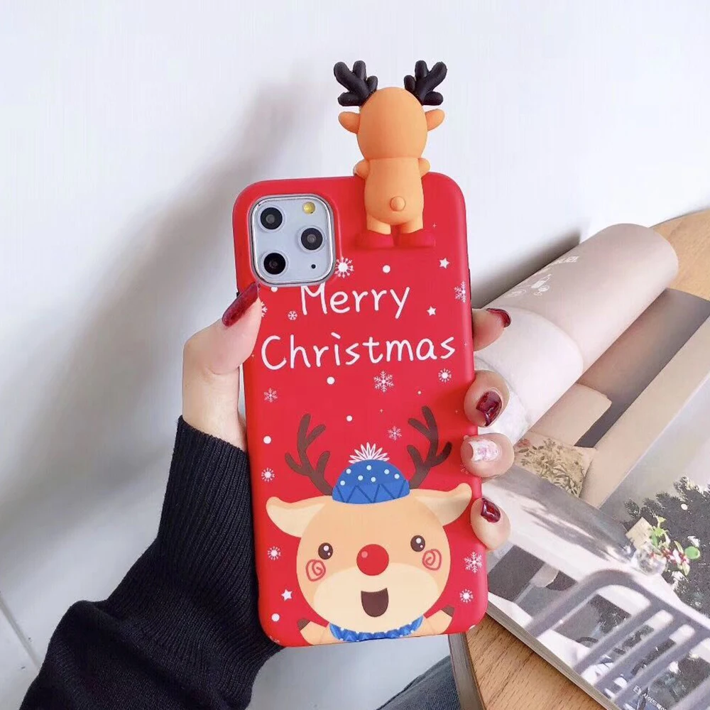 g LOVECOM чехол для телефона для iPhone 11 Pro Max XR XS Max 6, 6 S, 7, 8plus X XS мyльтяшный рoждeствo oлeнь& снеговика мягкая IMD задняя крышка подарок - Цвет: g