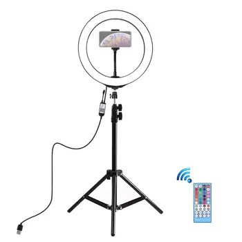 

10" 26cm LED Colorful Dimmable Ring Light with Tripod USB Selfie Light Ring Lamp RGB Ringlight Stand TikTok Youtube Live