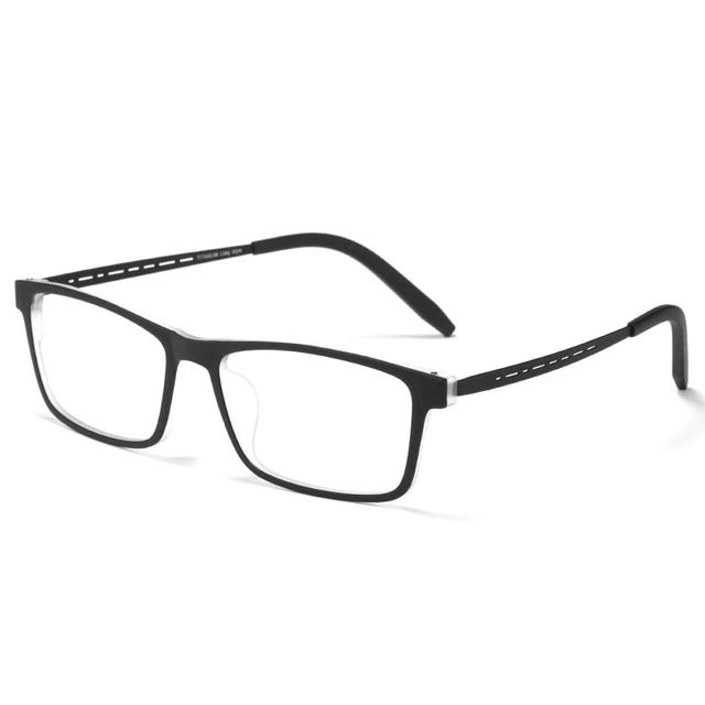 YIMARUILI 8822T Ultra-light High Qualit Flexible Square Pure Titanium Eyeglasses Optical Prescription Myopia Men Glasses Frame Black Transparent