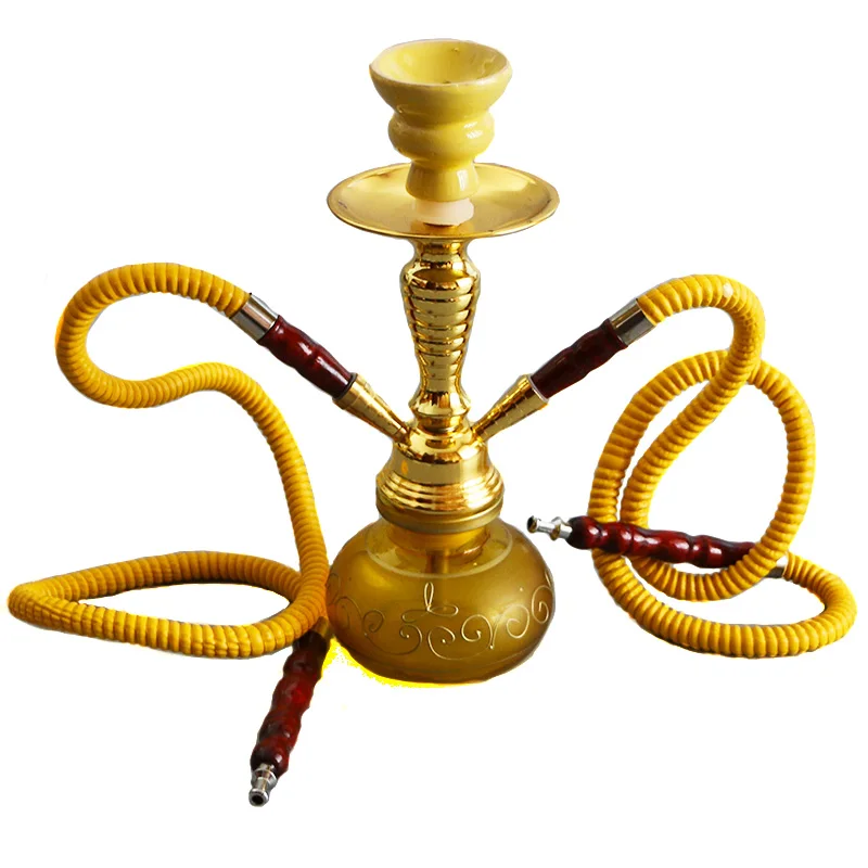 Narguile Hookah Set Hose Options Golden Yellow Glass Shisha Complete