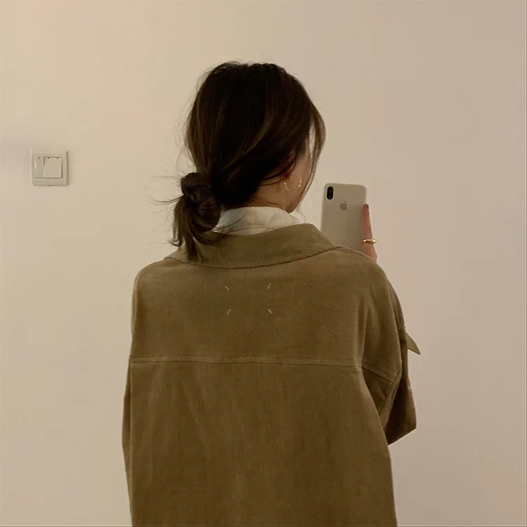 Вельветовые женские рубашки с длинным рукавом, хлопок, корейский Топ Blusas Ранняя весна, кардиган, блузка, Женская корейская модная блузка